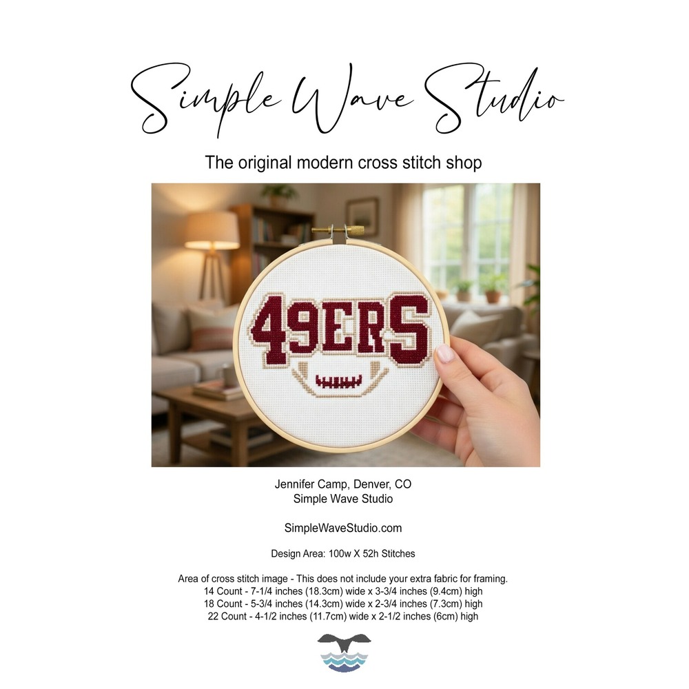 San Francisco 49ers Football Counted Cross‎ Stitch Pattern Chart